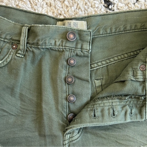 We The Free x Free People Loving Good Vibrations Cut Off Green Jean Shorts, 30 - Picture 7 of 16
